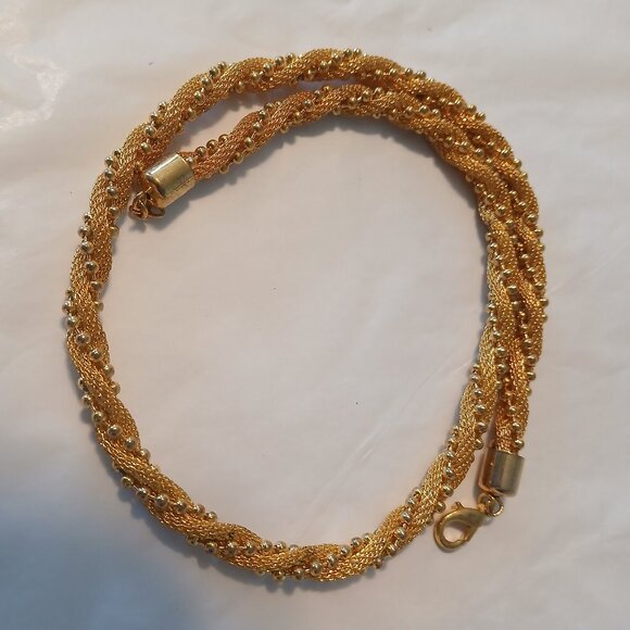vintage gold tone mesh with gold tone balls twisted necklace - Picture 13 of 14